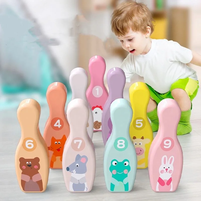 Children′s Wooden Cartoon Animal Bowling Sports Toys Outdoor Leisure Table Game