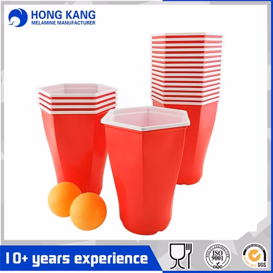 Bier-Pong-Partybecher aus Kunststoff mit Tischtennisball
