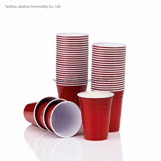 16oz Factory Hochwertiger wiederverwendbarer Solo-Bierbecher aus rotem Kunststoff für Partys und Bier-Pong-Spiele