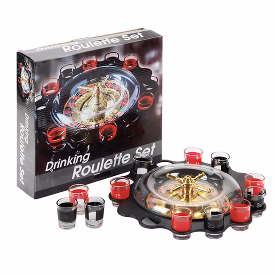 16 Schnapsgläser, Casino-Maschine, Roulette-Trinkspiel für Trink-Roulette-Party